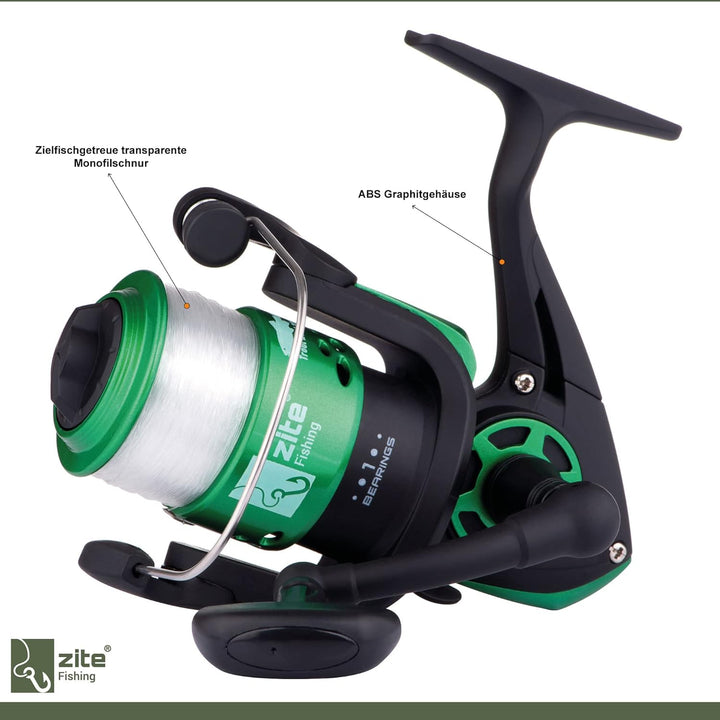 Zite Fishing Forellenrolle Bespult - Angelrolle Forellen Angeln mit Schnur Bespult - Trout Reel 1BB