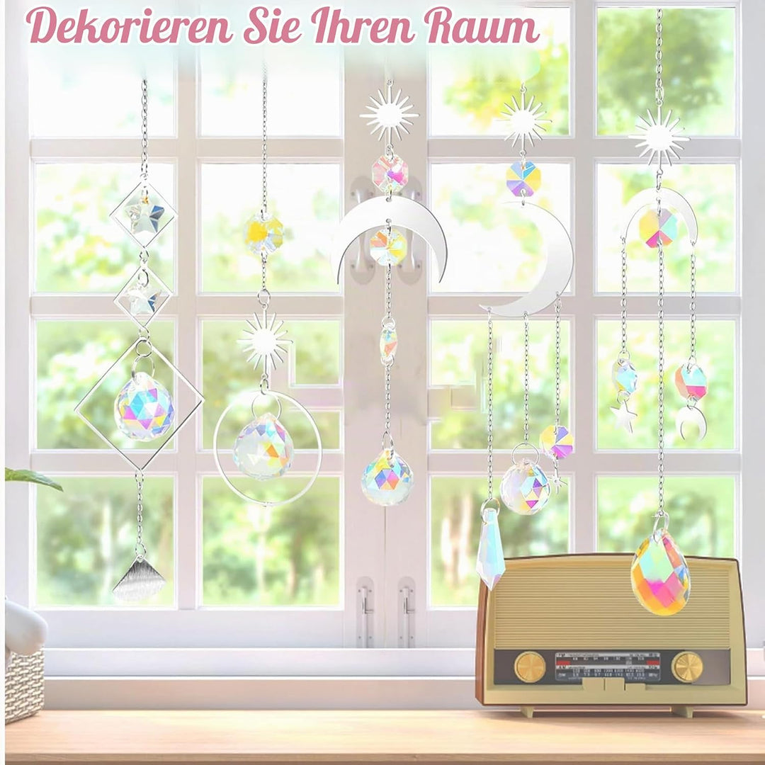 VEEKAY 355 Stück Sonnenfänger Kristall Bastelset,DIY Sonnenfänger Fenster Deko,Sonnenfänger Kristall