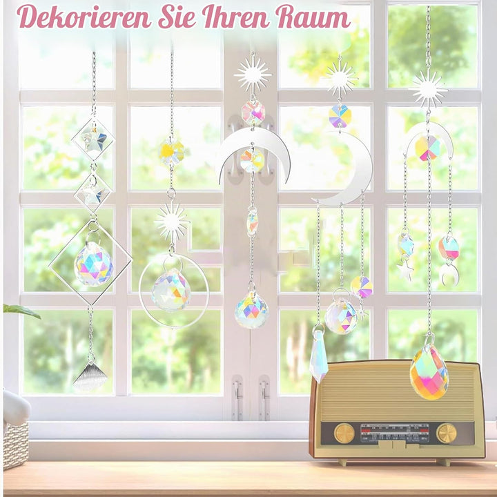 VEEKAY 355 Stück Sonnenfänger Kristall Bastelset,DIY Sonnenfänger Fenster Deko,Sonnenfänger Kristall