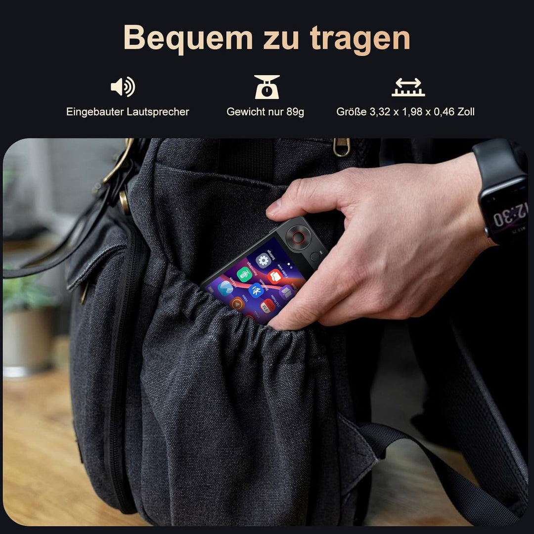 128GB MP3-Player mit Bluetooth 5.3, 2,4 Zoll tragbarer Voll-Touchscreen-Musikplayer mit Lautsprecher