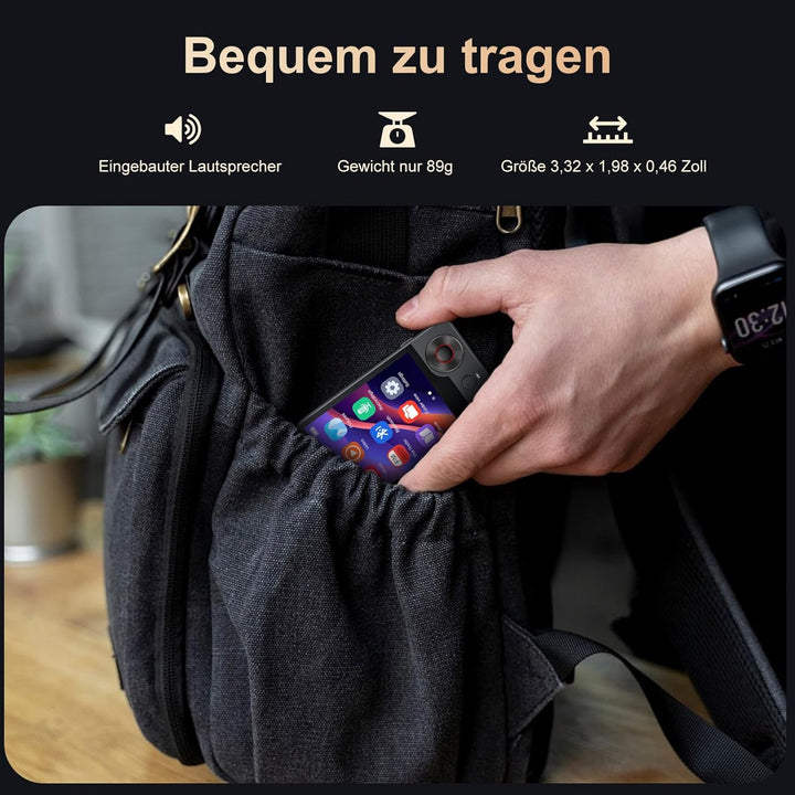 128GB MP3-Player mit Bluetooth 5.3, 2,4 Zoll tragbarer Voll-Touchscreen-Musikplayer mit Lautsprecher