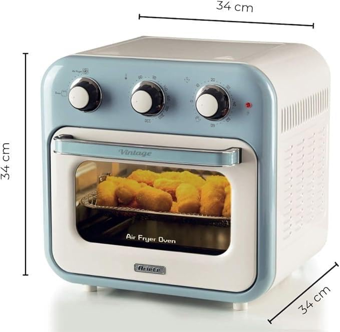Ariete 4632 Vintage Heissluftfritteuse und Backofen, 1400 W, 2in1, 16 l Fassungsvermögen, inklusive