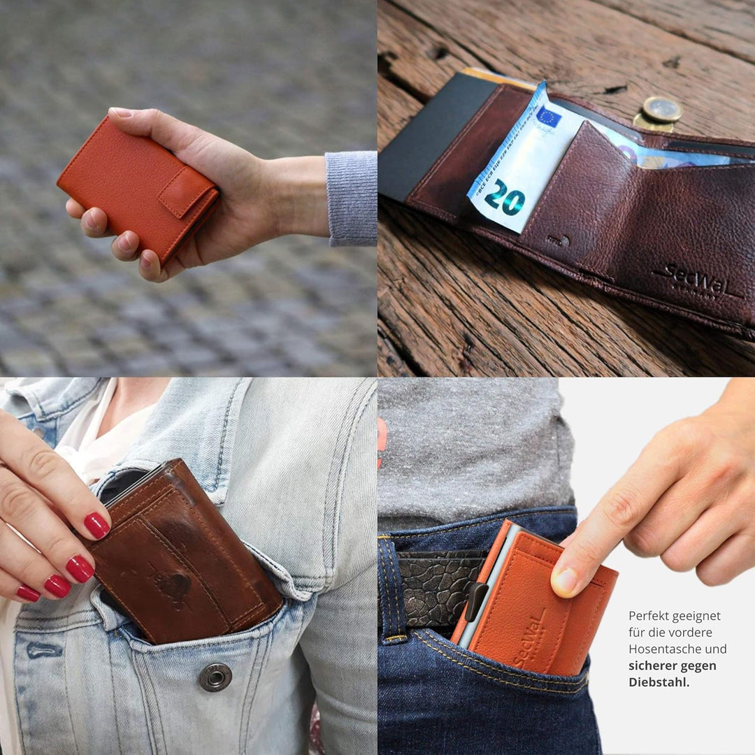 SecWal Kartenetui mit Münzfach Reissverschluss (Orange), Orange