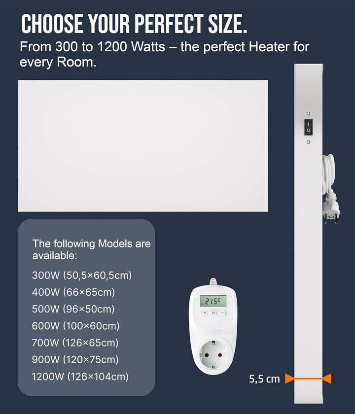 VIESTA® H700 Infrarotheizung Heizpaneel 700W 60x120cm Carbon Crystal rahmenlos Wand/Decke IP20 TÜV/G
