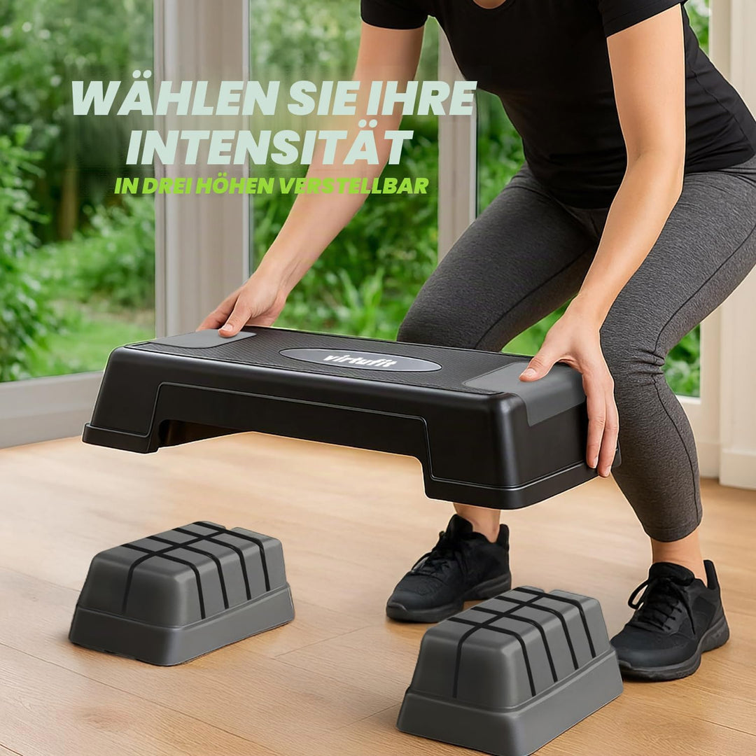 VirtuFit Verstellbarer Aerobic Stepper - Anti-Rutsch - Mini Stepper für Zuhause - Stepbrett bis 110k
