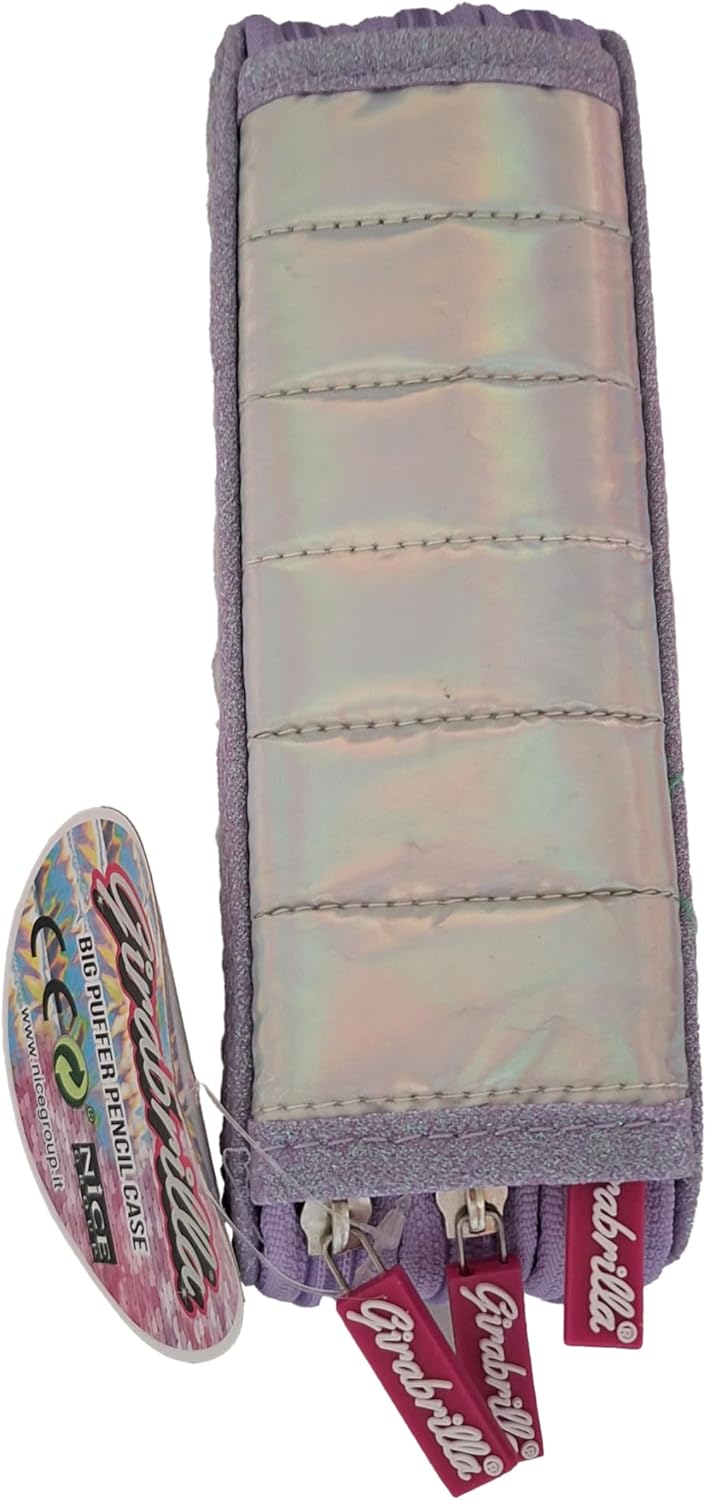 Girabrilla Nice Group Einhorn Federmäppchen mit 3 Fächern für Kinder, Daunenoptik, Violett Federmäpp