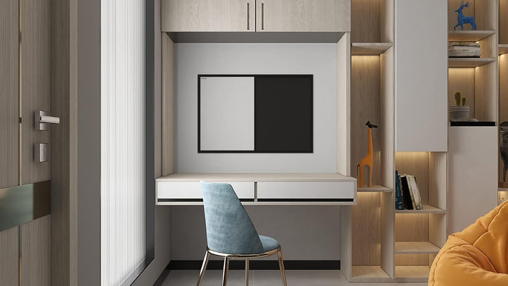 ALLboards Kombitafel 2 in 1 Magnettafel & Schwarz Kork-Pinnwand 90x60cm, Holzrahmen Schwarz lackiert