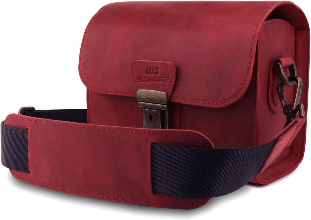 MegaGear MG1722 Pebble Kameratasche aus echtem Leder für spiegellose Sofort- und DSLR-Kameras, Kasta