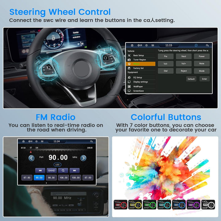 Hikity 1 Din Autoradio Wireless Carplay, 7 Zoll Bildschirm Touchscreen Motorisiertes Teleskop Displa