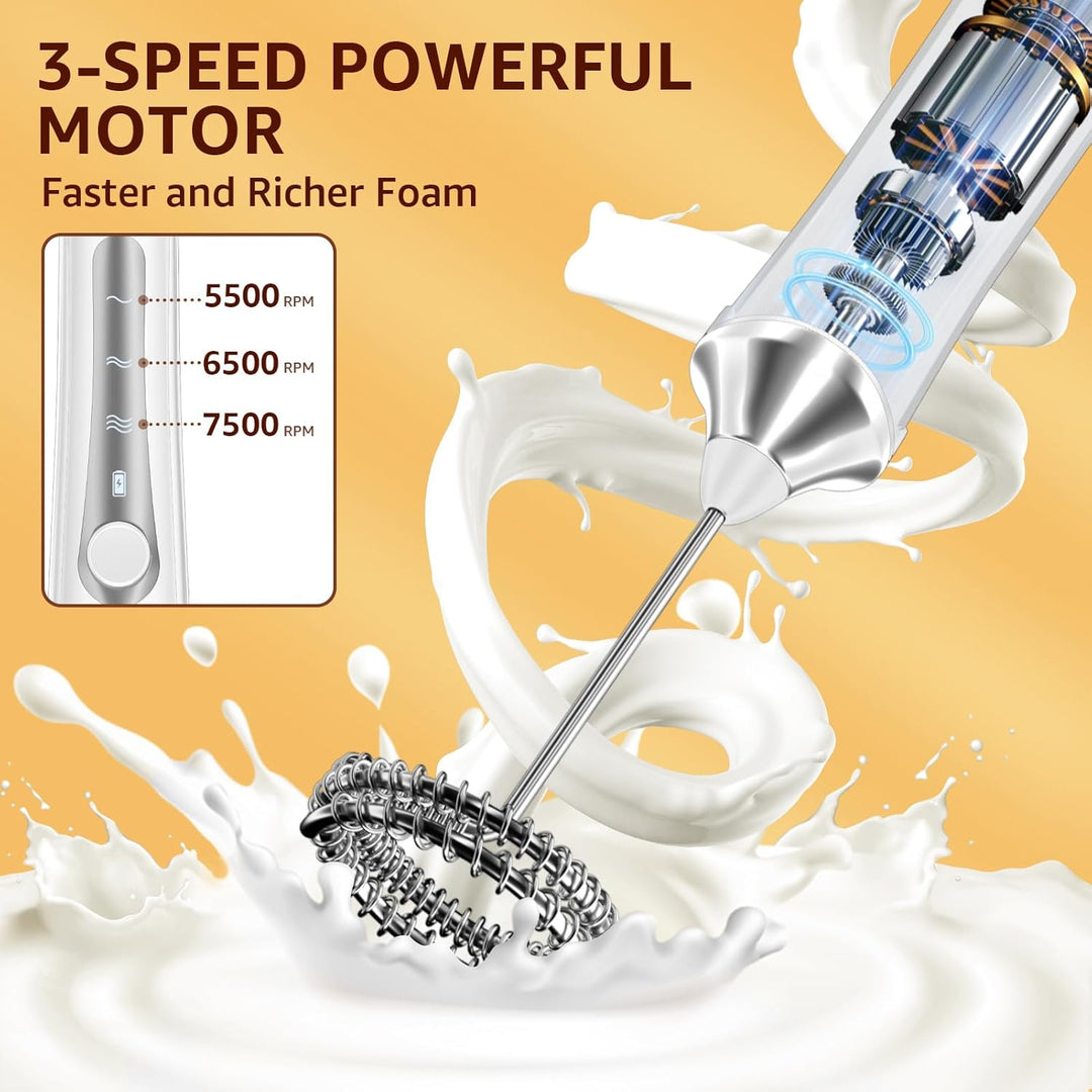 NEUTYPECHIC Milchaufschäumer Elektrisch Stab, USB-C Aufladbar Milk Frother, Milchschäumer Stab mit 3