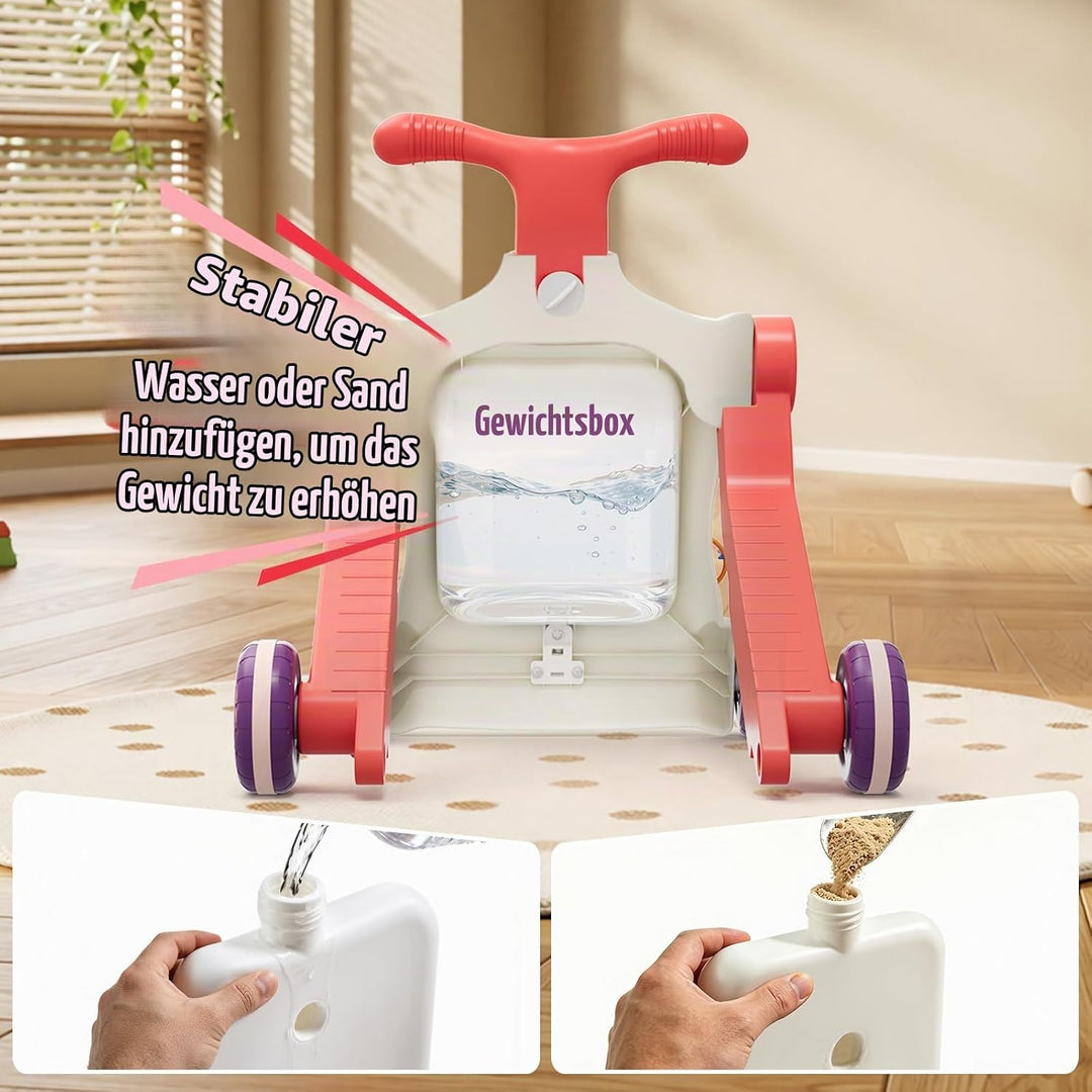 HYES 5 in 1 Lauflernwagen, Baby Spiel und Lauflernhilfe mit Musik und Abnehmbarem Spielboard, Laufwa