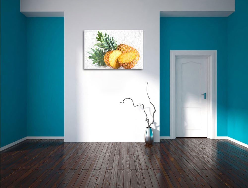 Pixxprint Frische Ananas als Leinwandbild/Grösse: 100x70 cm/Wandbild/Kunstdruck/fertig bespannt, 100