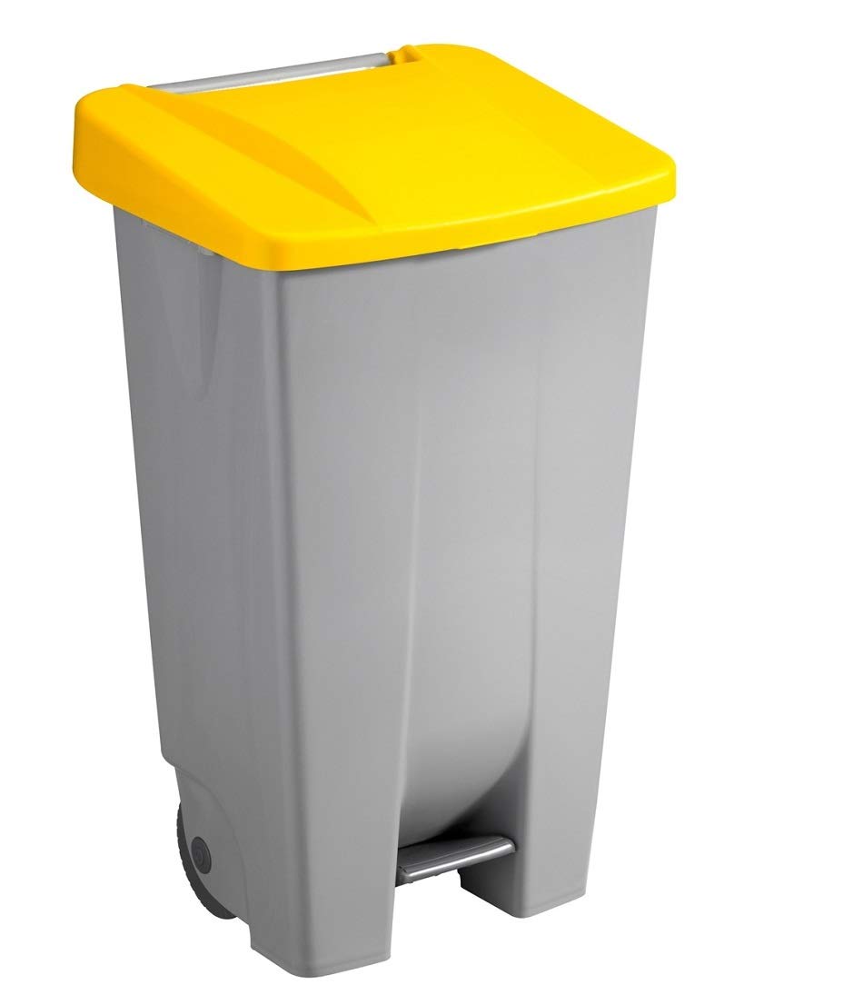 Sunware Basic Abfalleimer 120 Liter - 42,5 x 51 x 87,5 cm - mit Rädern/Fusspedal/Handgriff - grau/ge