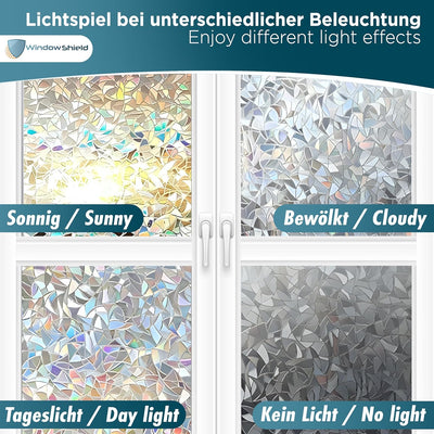 WindowShield® Fensterfolie Blickdicht mit Regenbogenmuster | Video-Anleitung | Sichtschutz Fenster |