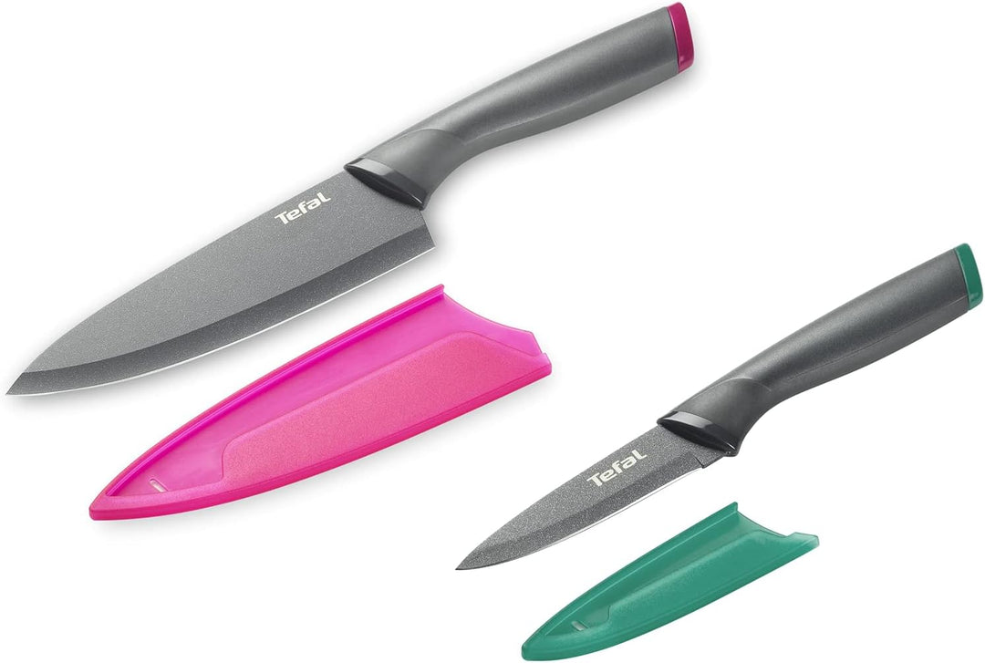 Tefal K122S2 Fresh Kitchen 2er Set Kochmesser 15 cm + Gemüsemesser 9 cm | Edelstahl Klinge + titanve