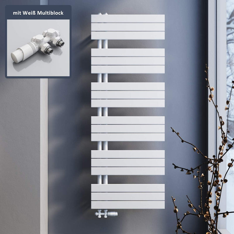 SONNI Badheizkörper 1590x600mm Handtuchtrockner Heizung weiss Flach Design Hantuchwärmer Bad Mittela