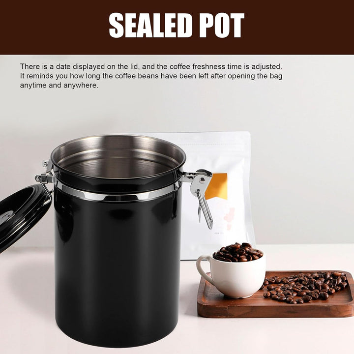 Nizirioo 1,8L Kaffeedose Luftdicht aus Edelstahl Kaffeedosen Kaffeebehälter Aromadicht mit Löffel Ka