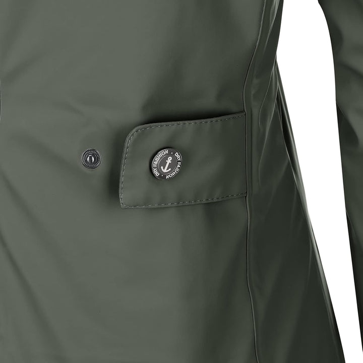 Dry Fashion Damen Regenmantel Malmö - Frauen Regenjacke Jacke mit Kapuze Lang Winddicht Wasserdicht