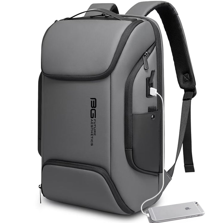 BANGE Laptop Business Männer Rucksack Wasserdicht Grosse Kapazität Externe Lade Port Tasche Grau Mod