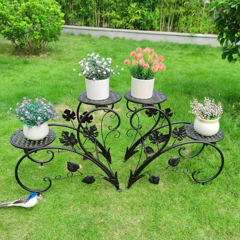 unho Blumenständer Metall,Blumentreppe Blumenregal 2er Set, Pflanzenregal für Balkon,Garten,Wohnzimm