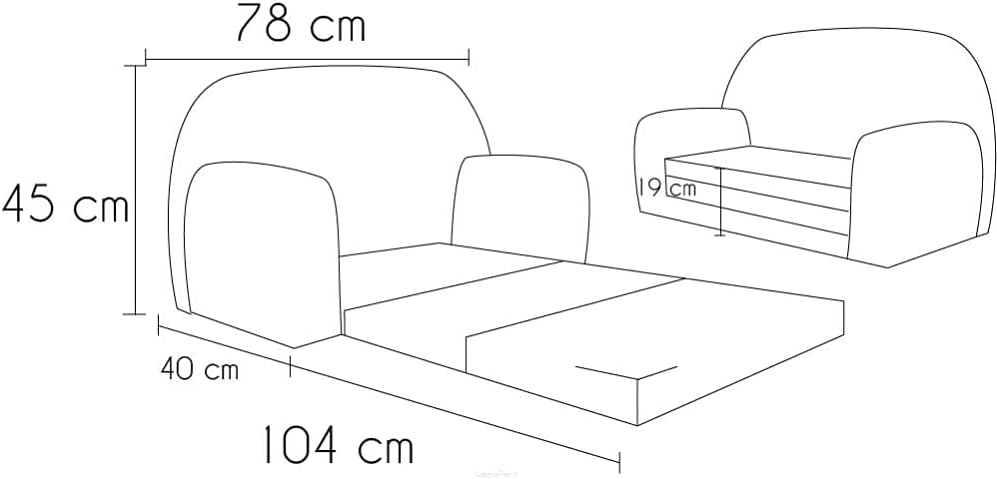 FORTISLINE Kindersofa Mini zum Aufklappen Viele Muster W386 (Surfing), Surfing