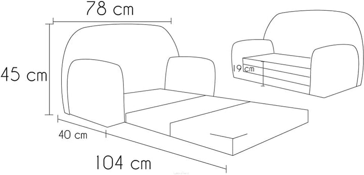 FORTISLINE Kindersofa Mini zum Aufklappen Viele Muster W386 (Surfing), Surfing