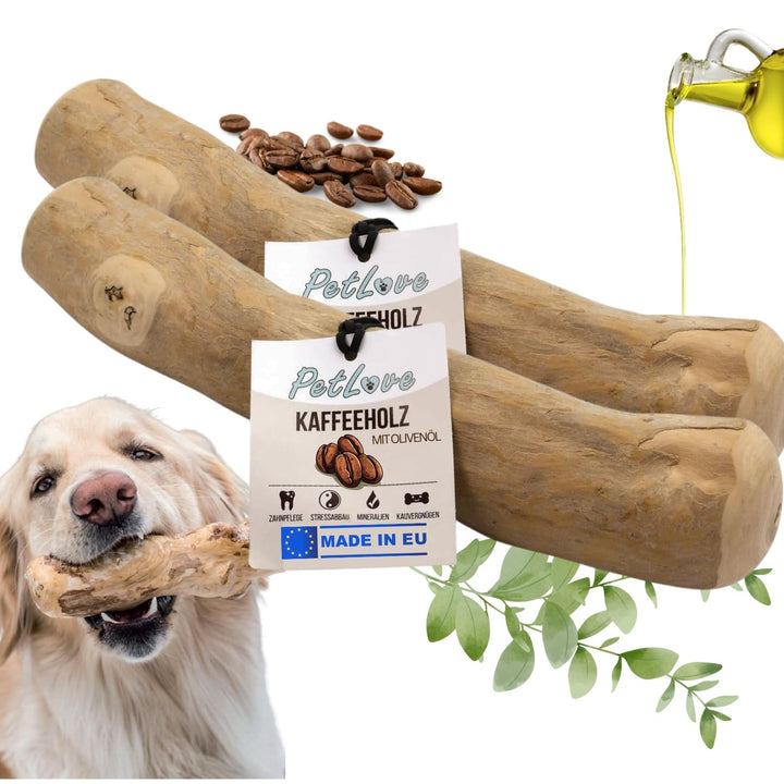 PetLove Kaffeeholz für Hunde • Kauholz Hund als Hundespielzeug &amp; Zahnpflege • Holzknochen für Hund •