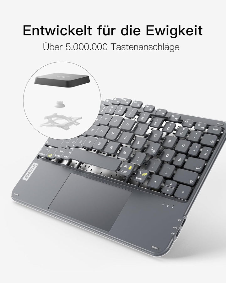 Inateck Tablet Tastatur mit Touchpad, Ultraleichte Tastatur Kabellose QWERTZ Deutsch mit Trackpad, k