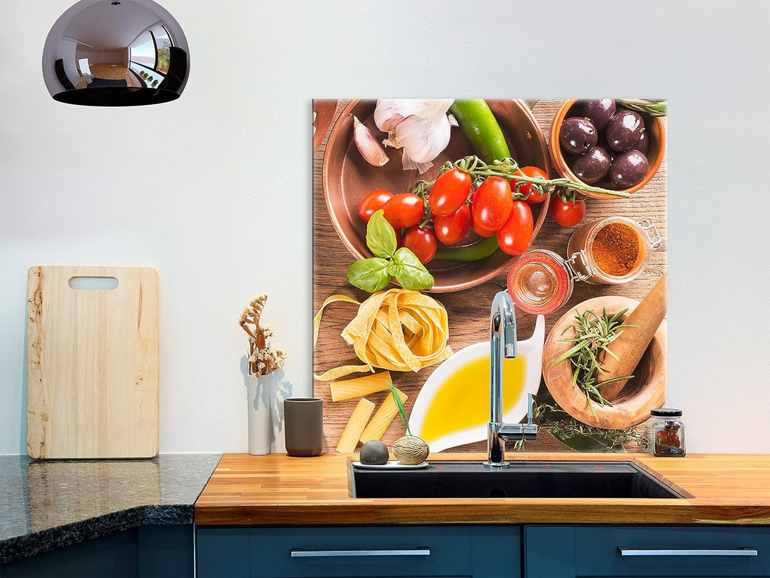 murando Spritzschutz Glas für Küche 60x60 cm Küchenrückwand Küchenspritzschutz Fliesenschutz Glasbil