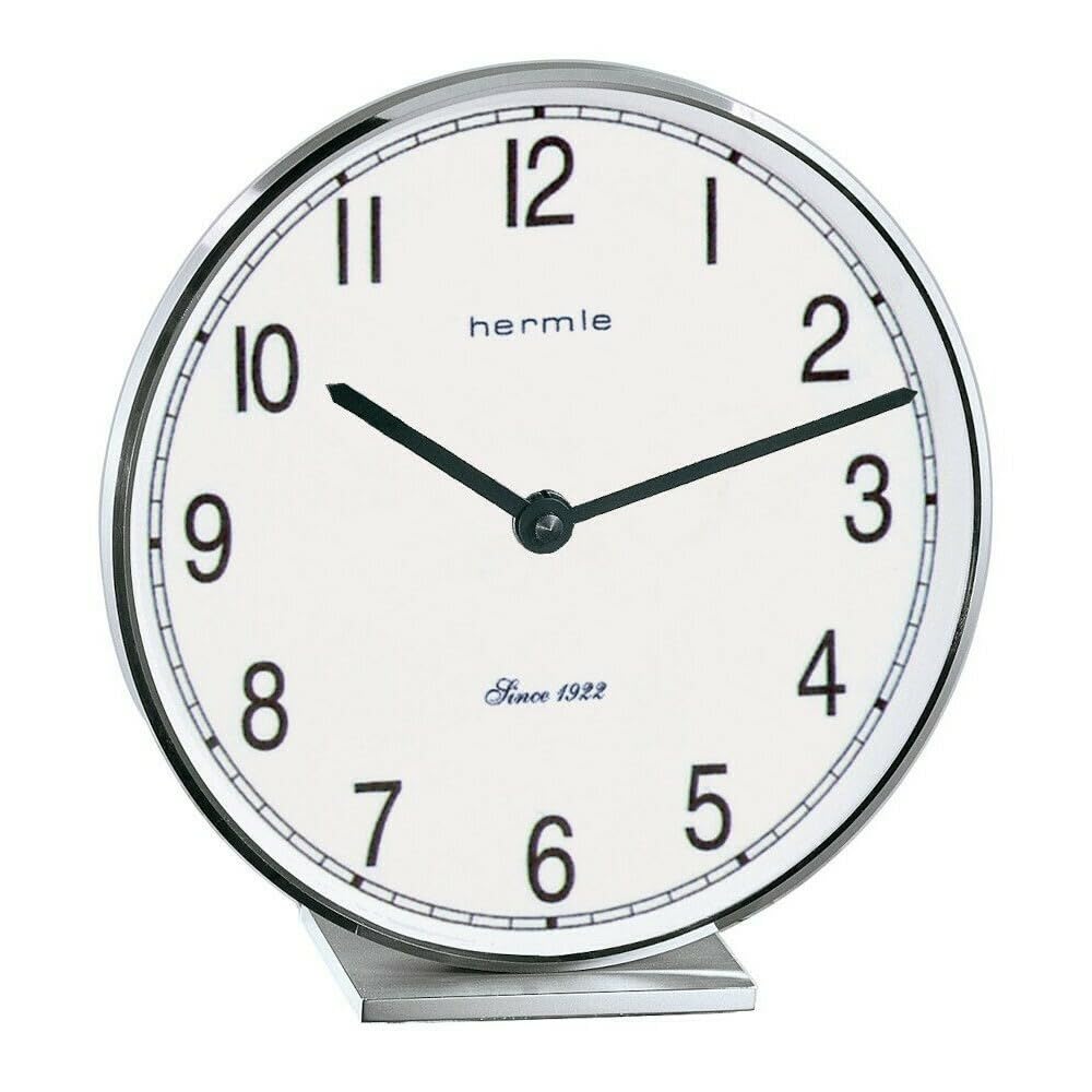 Hermle Tischuhr mit batteriebetriebenem Quartzwerk Fremont Tischuhr Chrom Quarz 19cm- 23057-002100