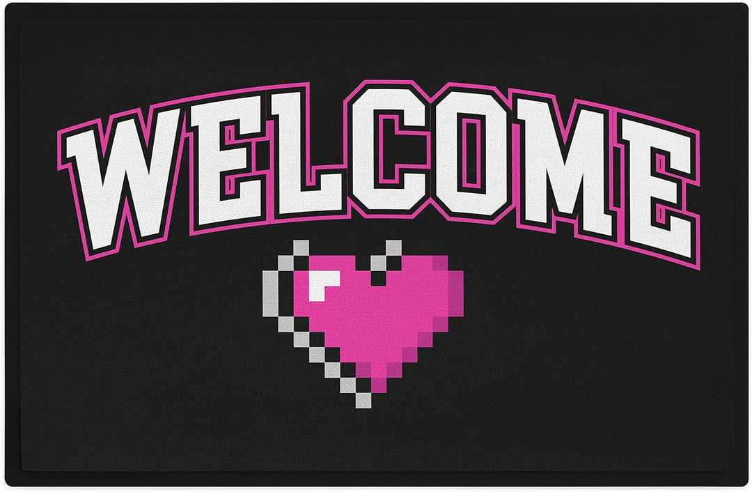 Trendation - Welcome Fussmatte Gamer Zocker Frauen Muster Willkommen Geschenk Aussen Innenbereich 60