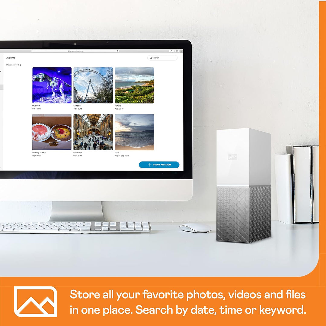 Western Digital WDBVXC0020HWT-EESN 2TB My Cloud Home Personal Cloud, White 2TB 1-Bay, 2TB 1-Bay