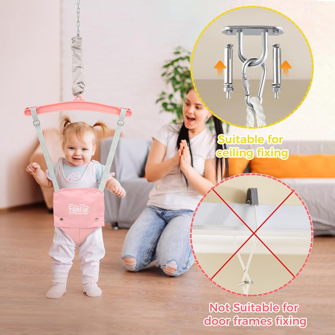 FUNLIO Baby Türhopser mit Deckenhaken für 6–24 Monate, Baby Hüpfschaukel für Drinnen und Draussen, K