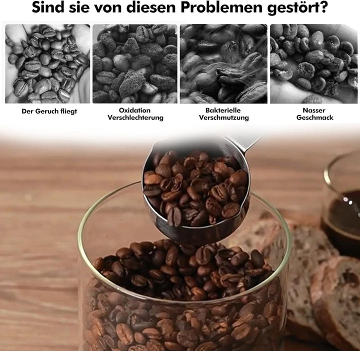 Kaffeedose Luftdicht für 1,7 Liter Kaffeebhnen Behälter mit Vakuum Dose, kaffeebehälter aus Glas für