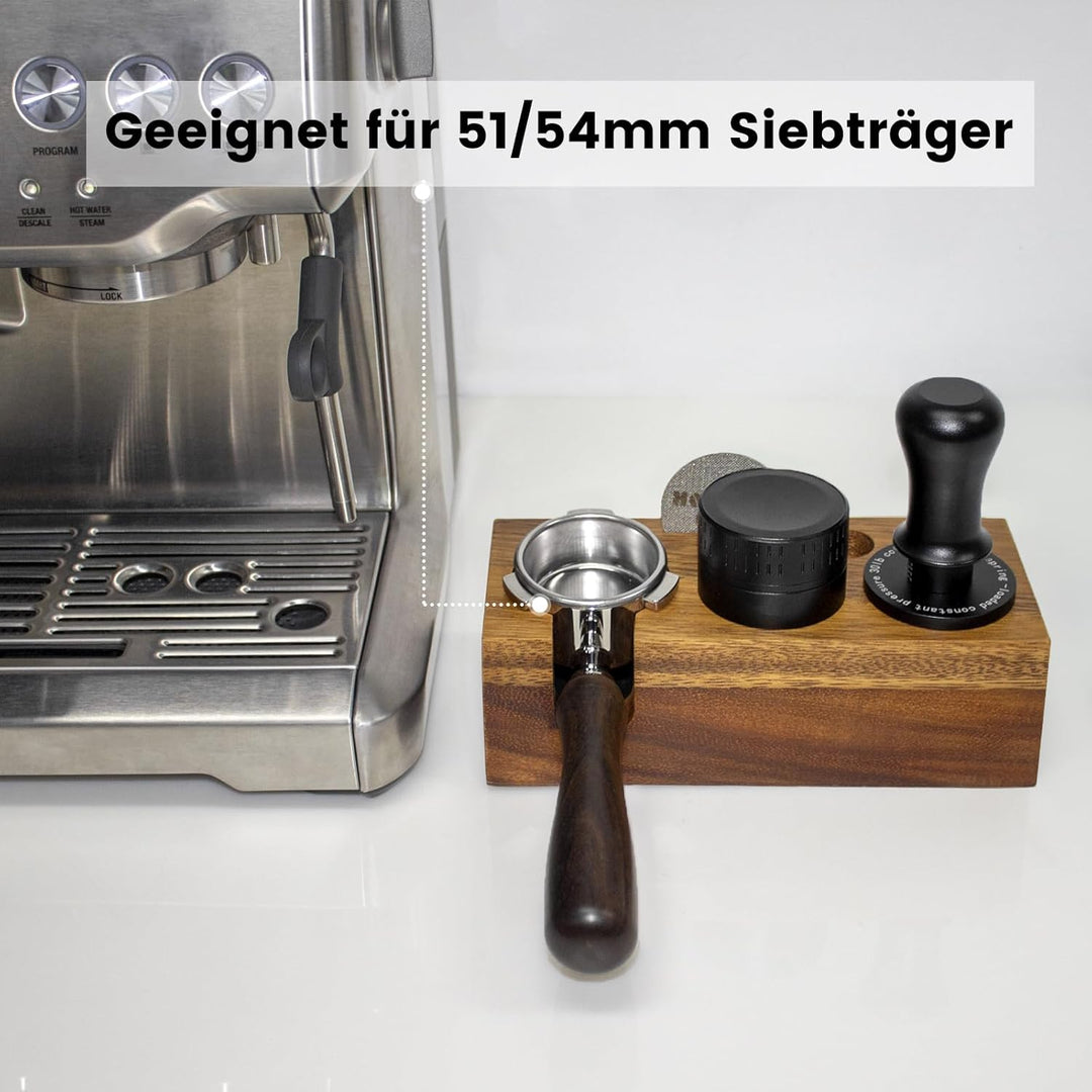 Tamperstation 51mm 54mm, Tamperstation Holz für Delonghi Sage Siebträger, Walnuss Barista Tamping St