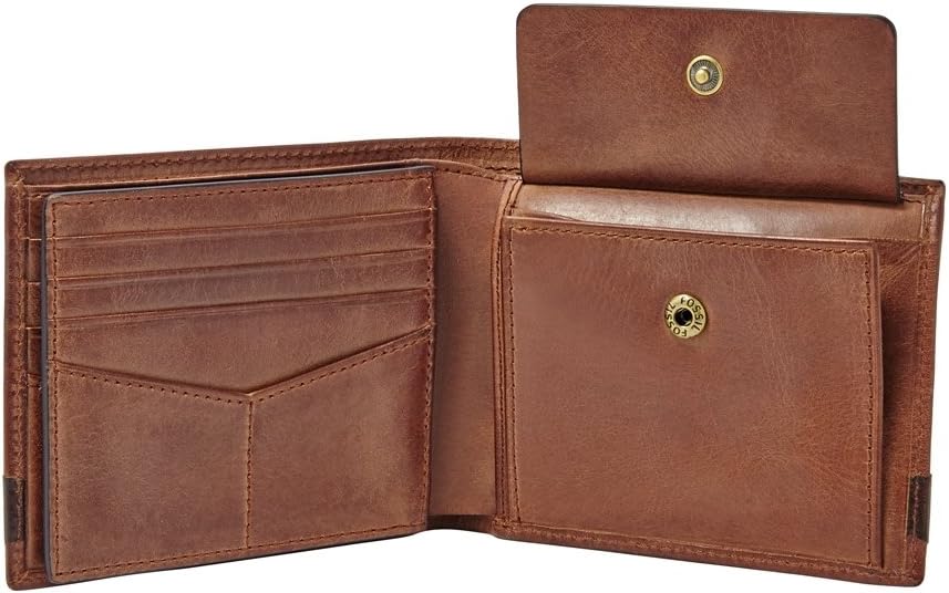Fossil Herren Quinn Leder Trifold Geldbörse 8,5 cm L x 2 cm B x 10 cm H Braun, Braun