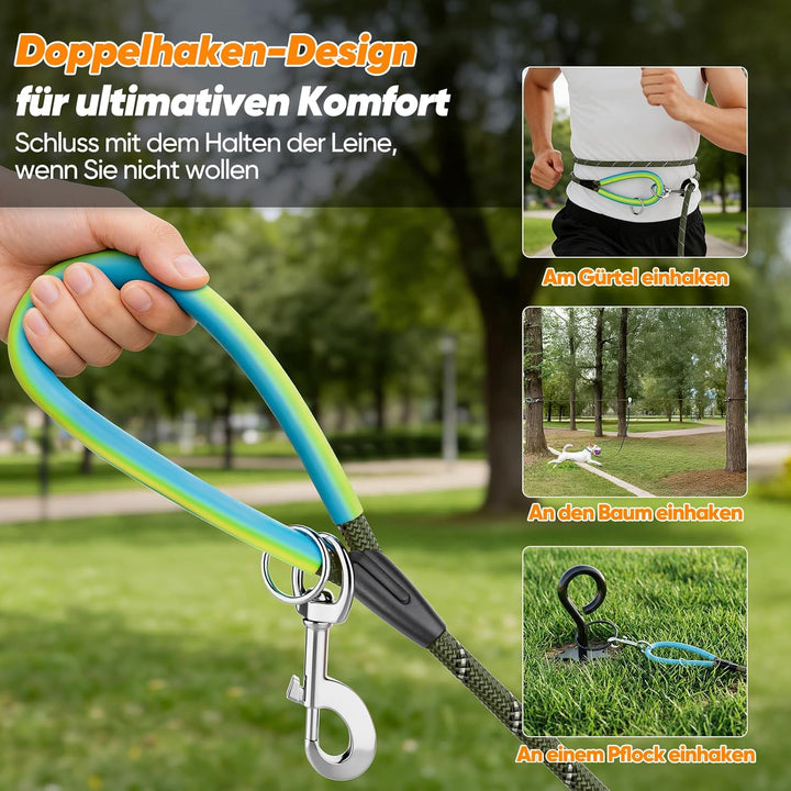 Aystkniet Schleppleine für Hunde, 5M 10M 15M 20M 30M Lange schleppleine mit 2 Wirbelhaken, Trainings