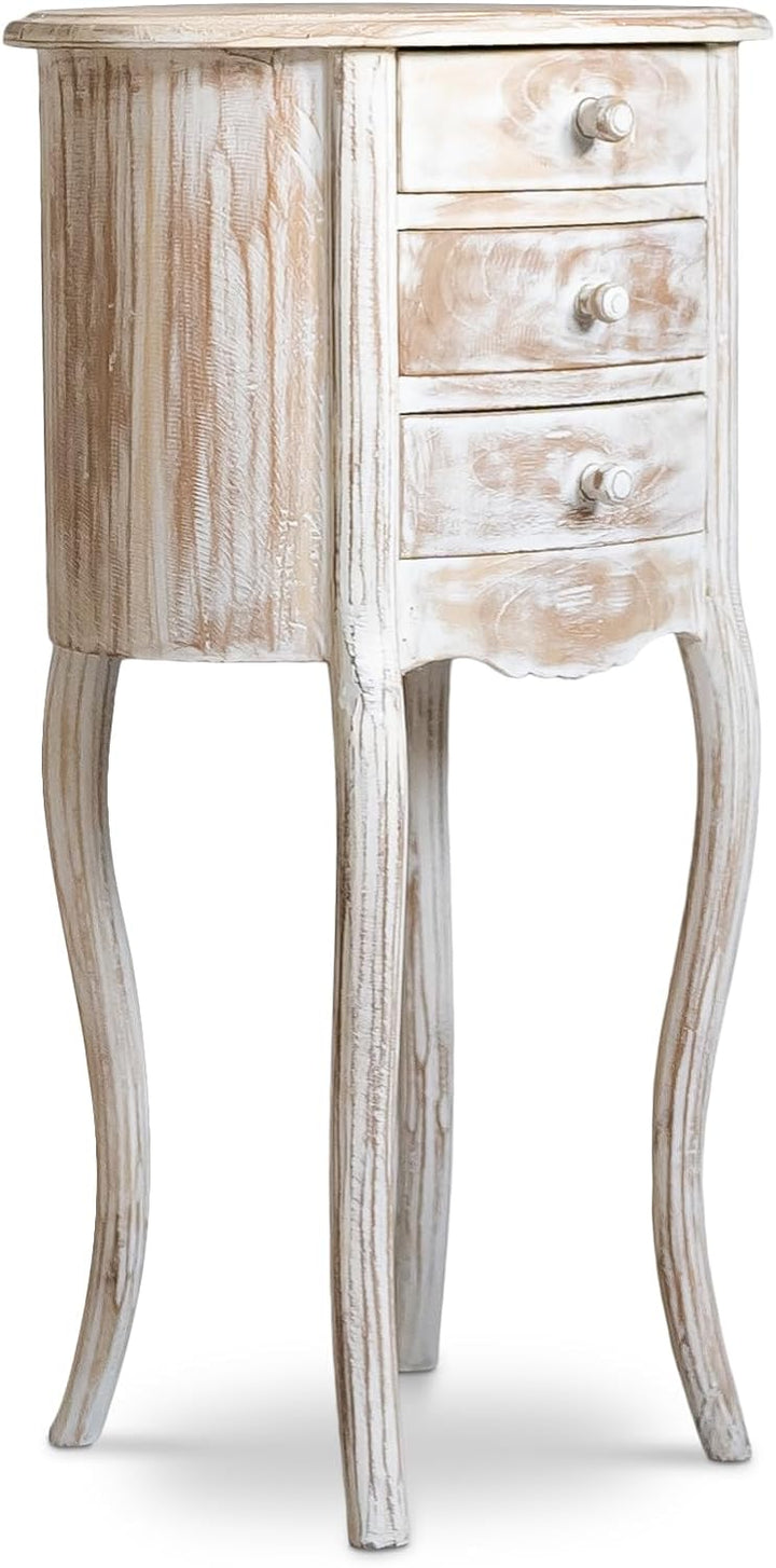 livasia Kleine, hohe Teakholzkommode, Nachttisch, Beistelltisch mit Schubladen,Schmuckschränkchen, S