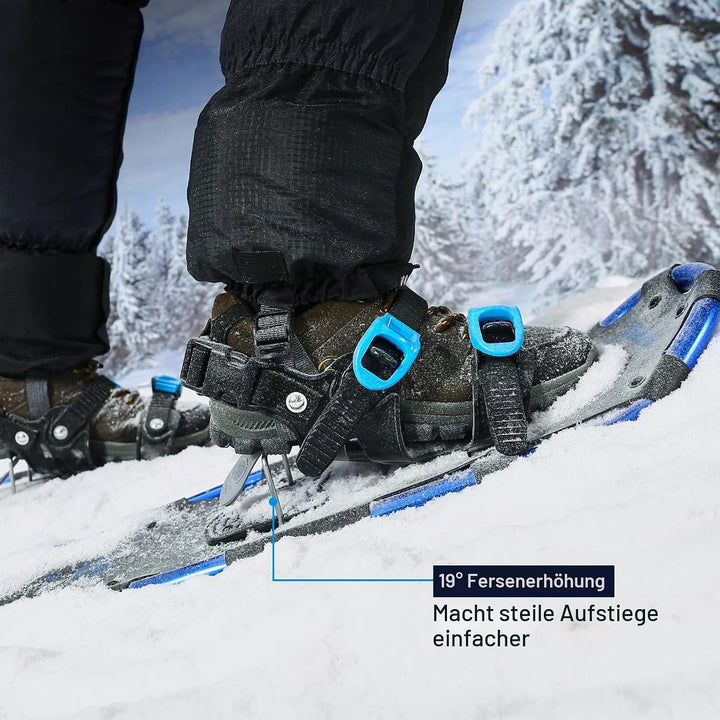 Odoland Schneeschuh-Set 4-in-1 für Männer und Frauen, Schneeschuhe mit Wanderstöcken, wasserdichte G