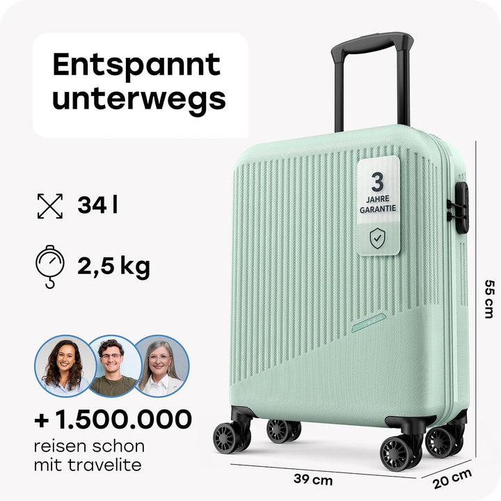 travelite 4-Rad Handgepäck Koffer klein 37 Liter, Gepäck Serie BALI: ABS Hartschalen Trolley erfüllt