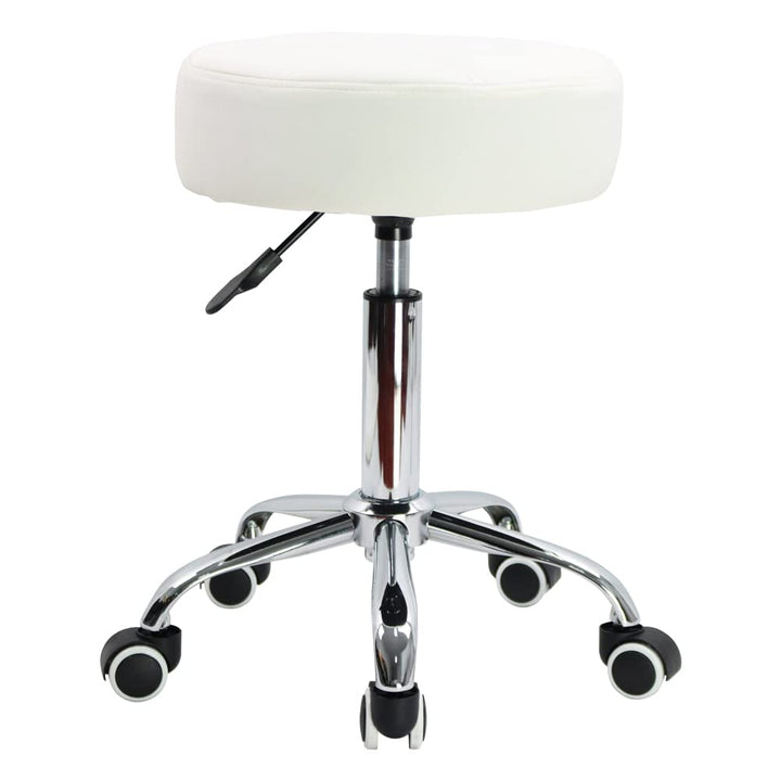 KKTONER Rollhocker Barhocker Arbeitshocker höhenverstellbar 51-67cm drehbar aus Kunstleder Weiss, We