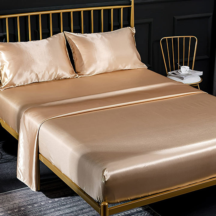 Jemiipee Spannbettuch Einfarbig Satin Seide Glänzend Betttuch Leintuch 150x200 cm für Matratzen bis