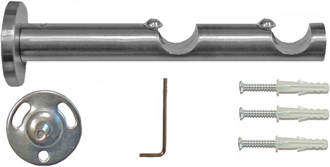 Garduna Gardinenstange Ø 16mm 2-Lauf Edelstahl-Look Metall, 320cm (2x160cm) 320cm (2x160cm)… 2-lauf