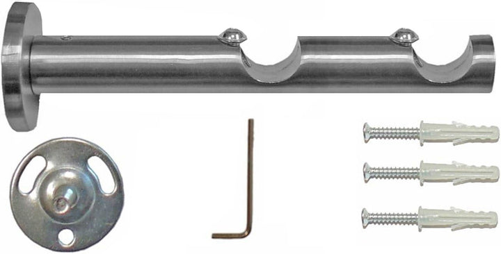 Garduna Gardinenstange Ø 16mm 2-Lauf Edelstahl-Look Metall, 320cm (2x160cm) 320cm (2x160cm)… 2-lauf