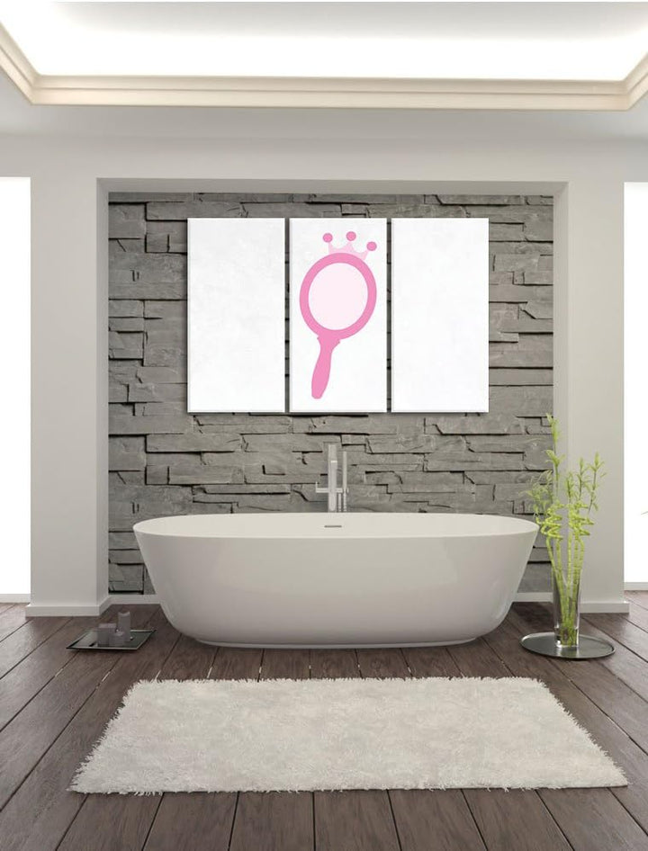 Pixxprint Hübscher Spiegel weiss 3-Teiler Leinwandbild 120x80 Bild auf Leinwand