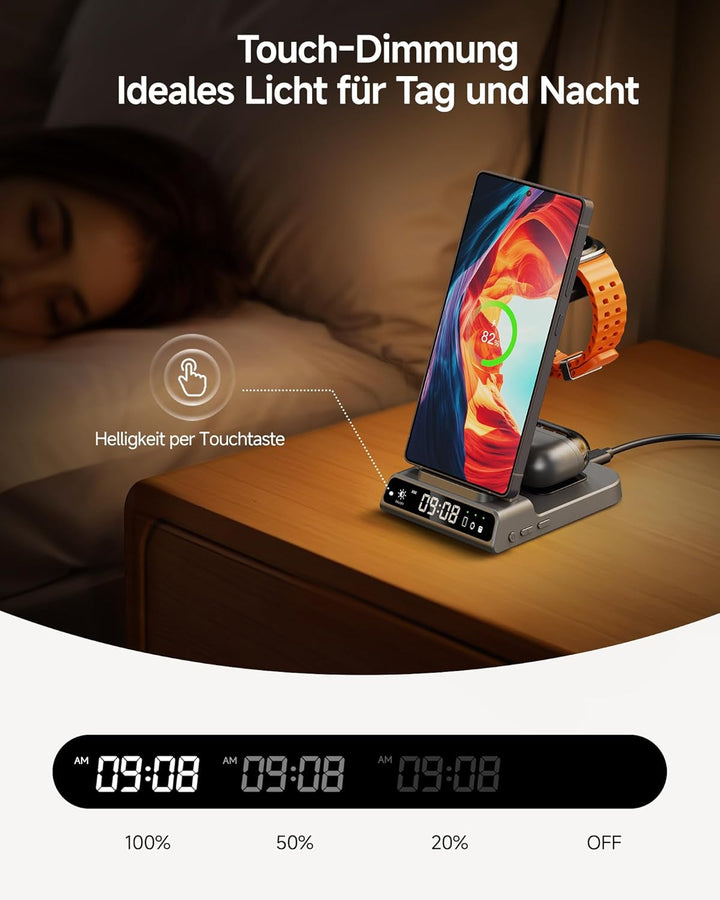 Induktive Ladestation für Samsung, 2025 Upgrade Kabelloses Ladegerät 3 in 1 für Galaxy Watch 8/Ultra