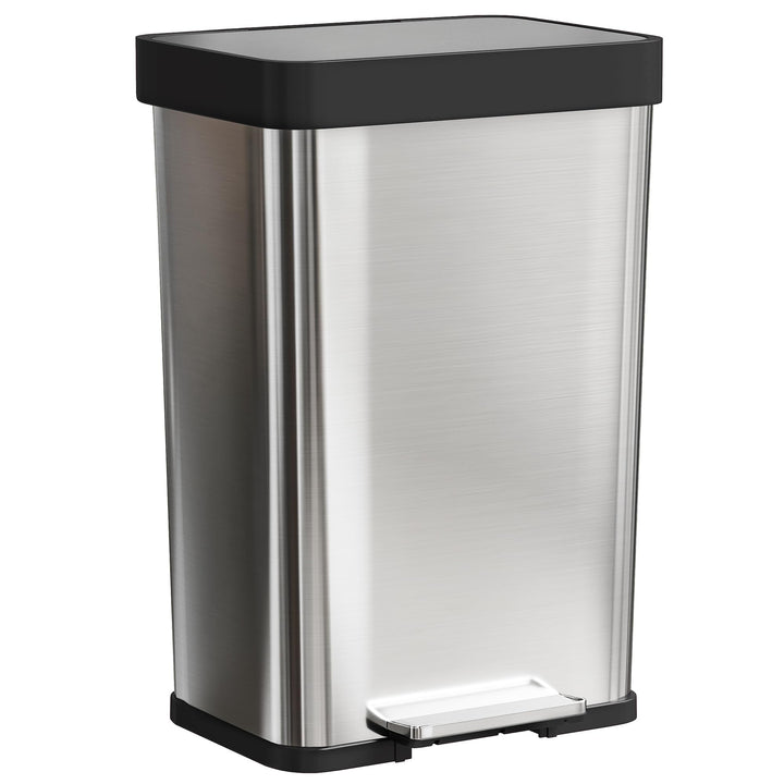 HOMCOM Mülleimer Küche 60 L Treteimer mit Soft-Close-Deckel, Offenhaltefunktion und Pedal Abfalleime