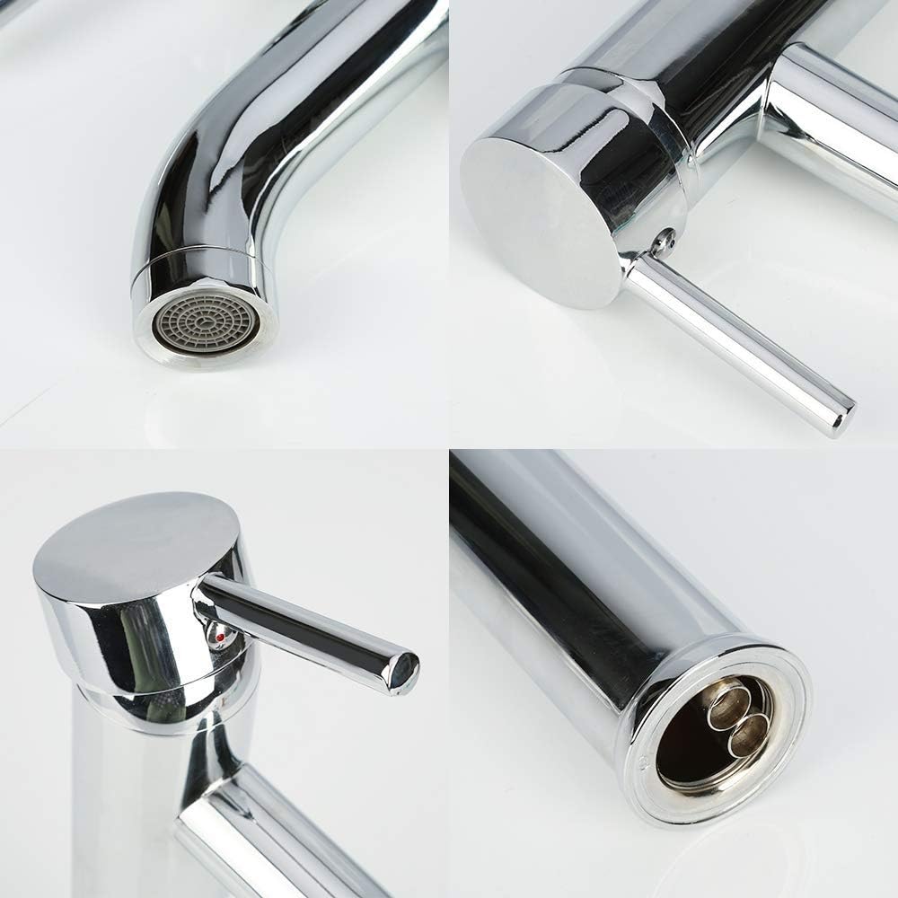 GAVAER Wasserhahn für Badezimmer mit hohem Wasserhahn, für Waschbecken oder Waschbecken, warm und ka