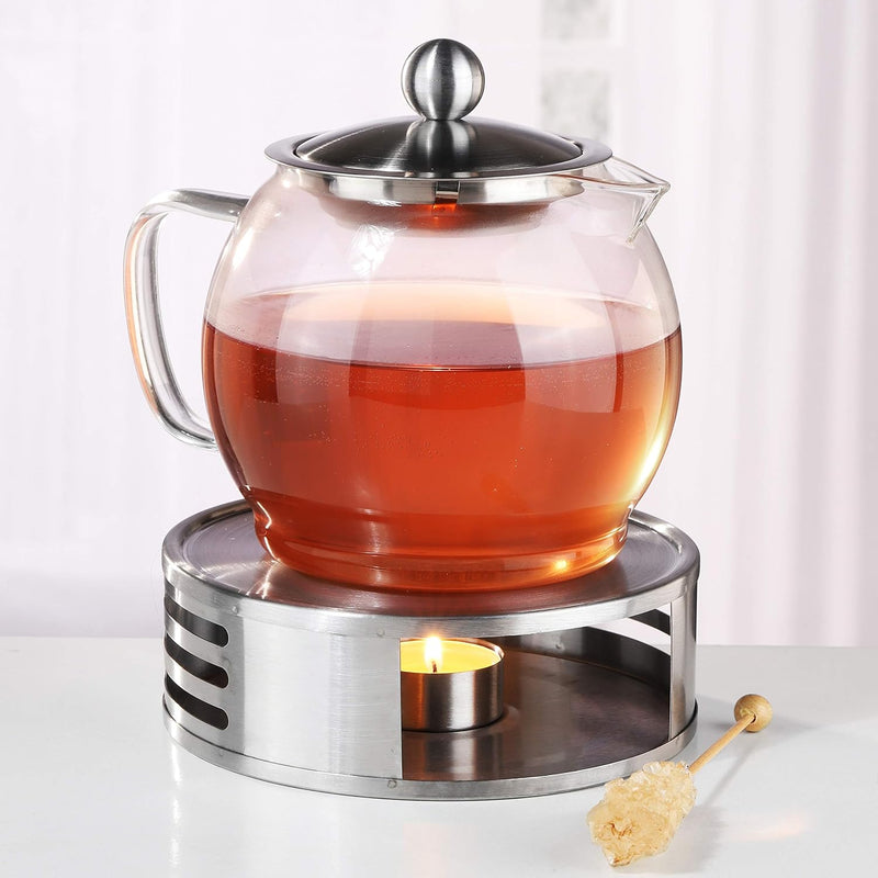 Bambelaa! Teekanne mit Stövchen Siebeinsatz Glas Set Tee Glaskanne Teebereiter Kaffeekanne Teesieb K