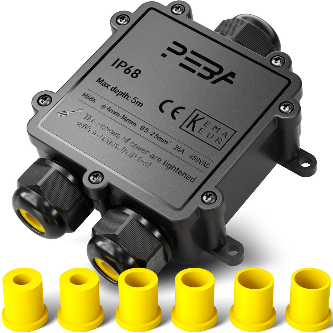 PEBA IP68 Wasserdichte Kabelanschlussdose, 3-Wege Outdoor Kabelverbinder, Abzweigdosen Wasserdicht V